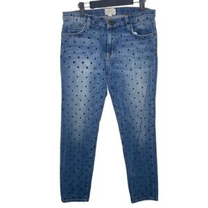 Current/Elliott The Fling Polka Dot Slim Boyfriend Jeans Indigo Revival 27